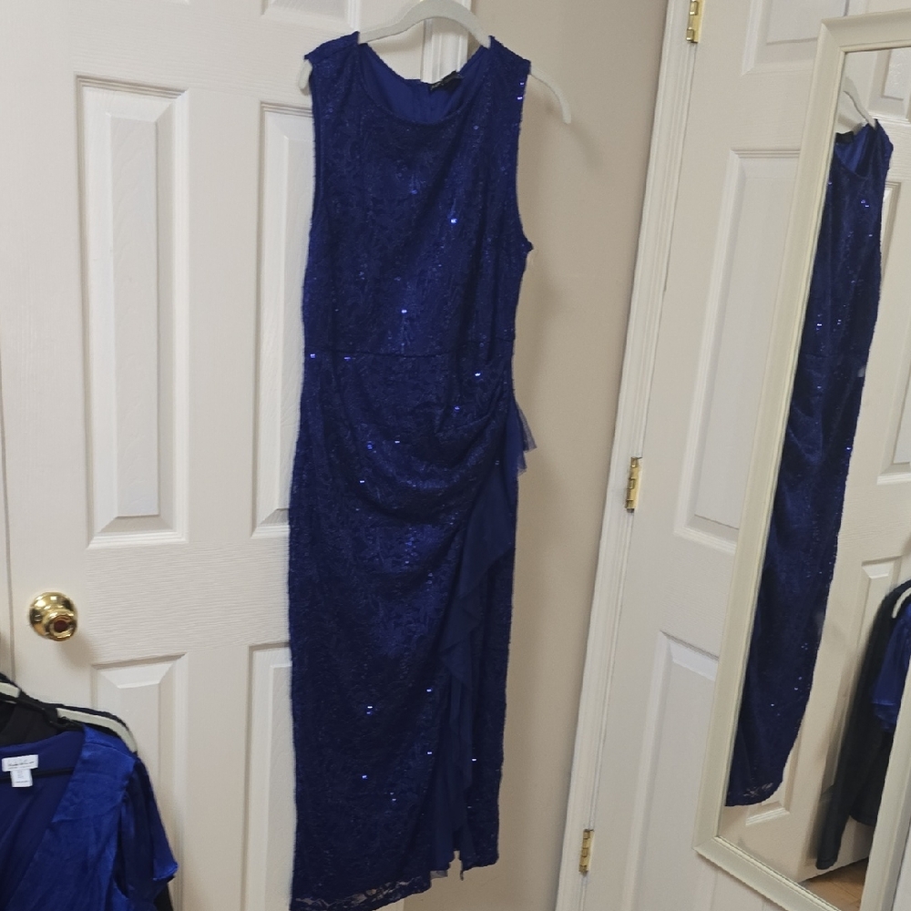 Stunning Navy Sequin Sleeveless Dress